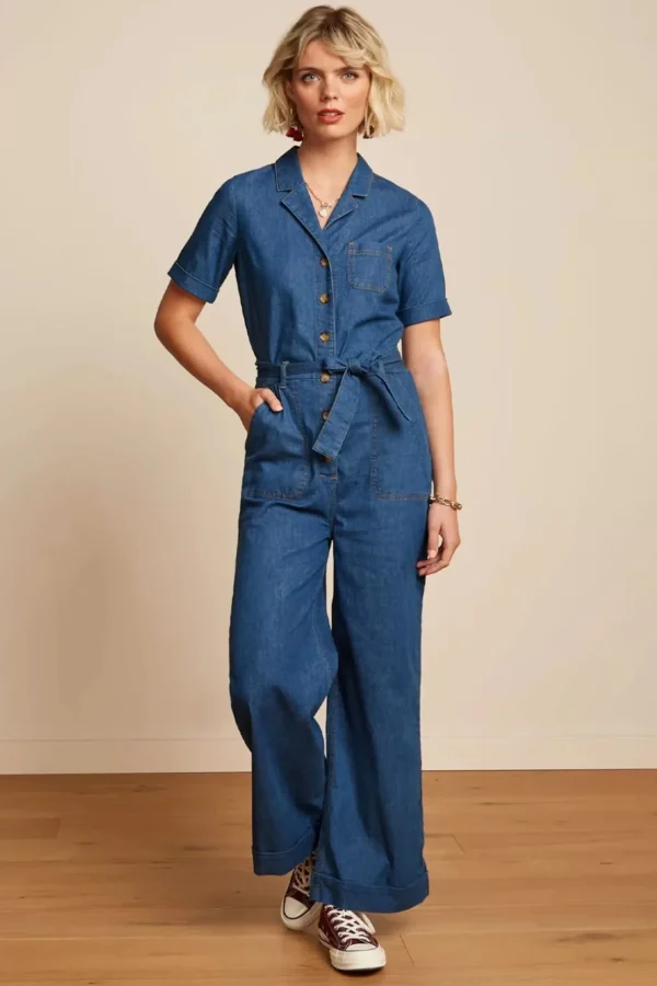 Gracie Jumpsuit Chambray In Denim Blauw-King Louie Discount