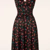 Grecian Cherry Jurk In Zwart-Vintage Chic for Topvintage Clearance