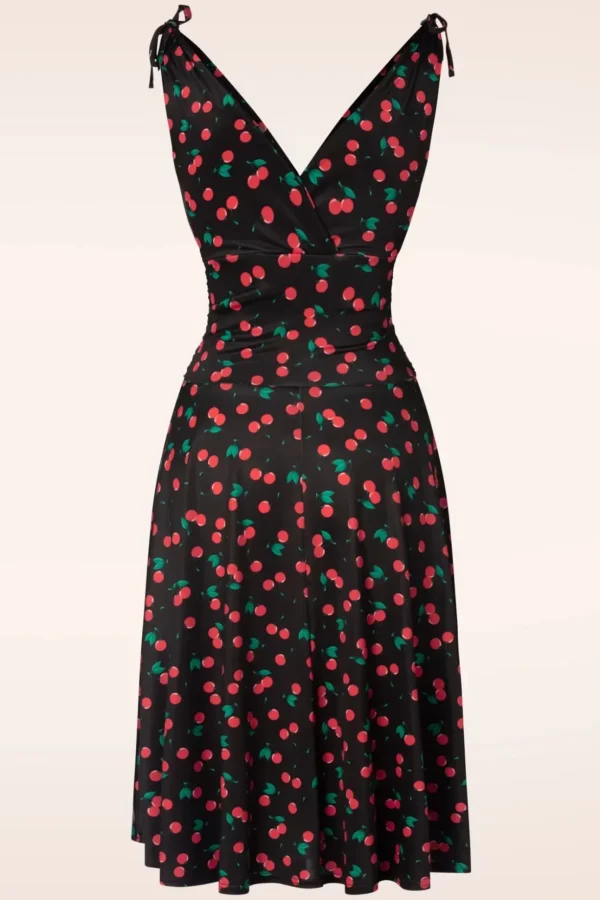 Grecian Cherry Jurk In Zwart-Vintage Chic for Topvintage Clearance