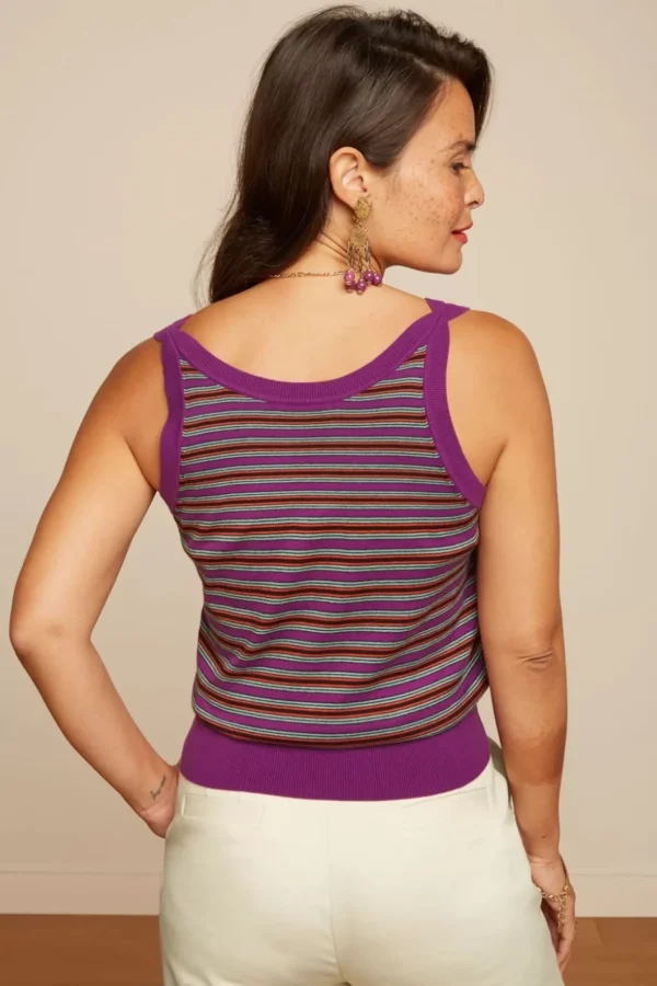 Hazel Bee Stripe Top In Sparkling Paars-King Louie Sale