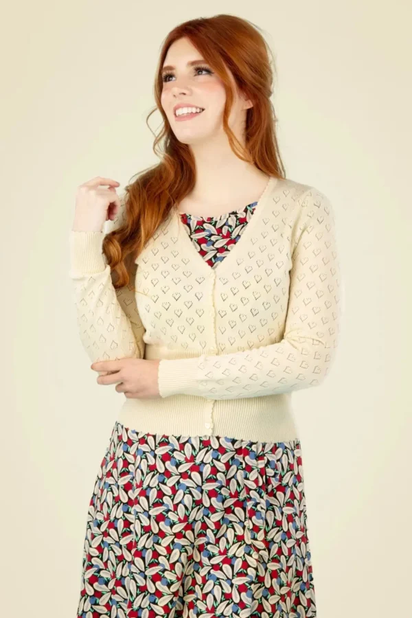 Heart Ajour Vest In Creme-King Louie Discount