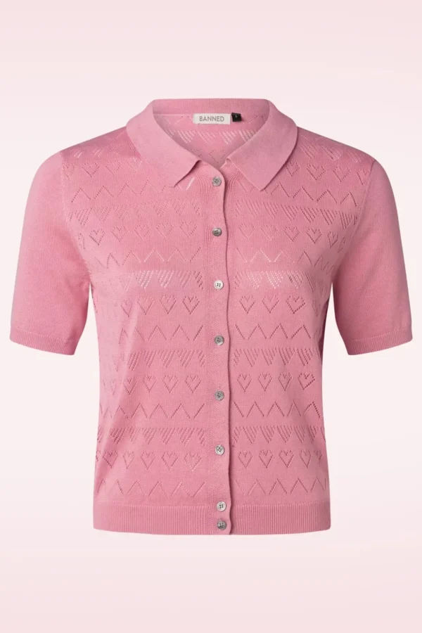 Heart Waves Cardigan In Roze-Banned Retro Cheap