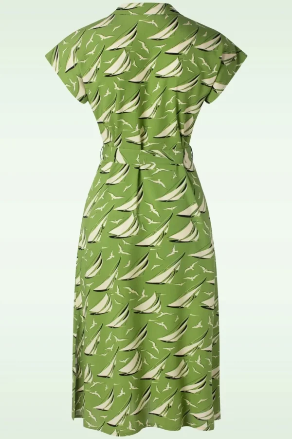 Irene Bateau Midi Jurk In Woodbine Groen-King Louie Clearance