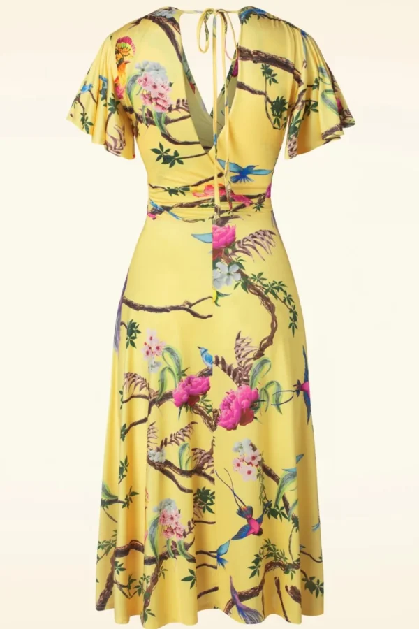 Irene Birds Swing Jurk In Geel-Vintage Chic for Topvintage Hot