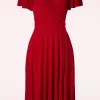 Irene Gekruiste Swingjurk In Rood-Vintage Chic for Topvintage Outlet