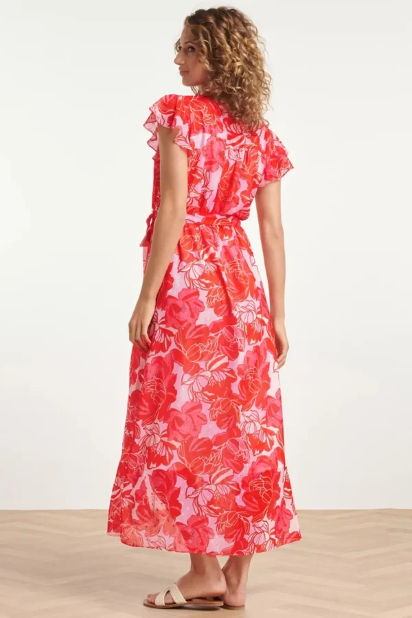 Isla Flower Maxi Jurk In Roze En Rood-Smashed Lemon Outlet