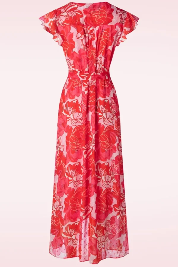 Isla Flower Maxi Jurk In Roze En Rood-Smashed Lemon Outlet