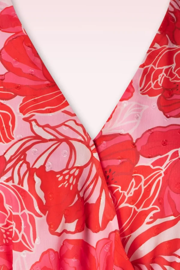 Isla Flower Maxi Jurk In Roze En Rood-Smashed Lemon Outlet