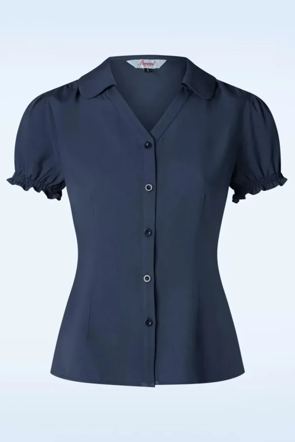 Jane Blouse In Marineblauw-Banned Retro Best Sale