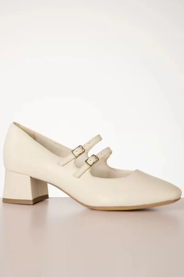 Janey Pumps Van Leder In Creme-Tamaris Sale