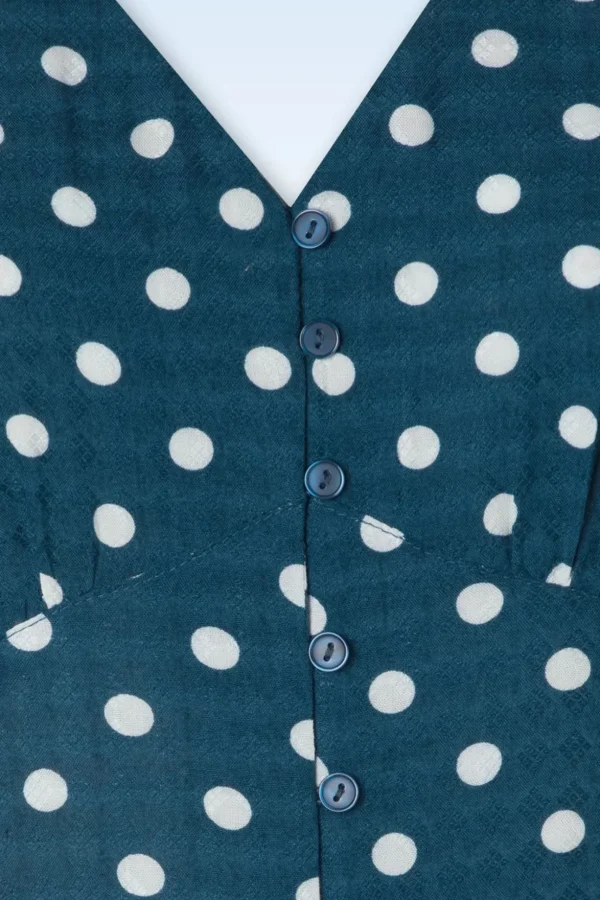 Jeanette Polka Dot Jurk In Marineblauw-Md'M Best Sale