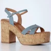 Jenna Platform Sandalen In Denim Blauw-Tamaris Clearance