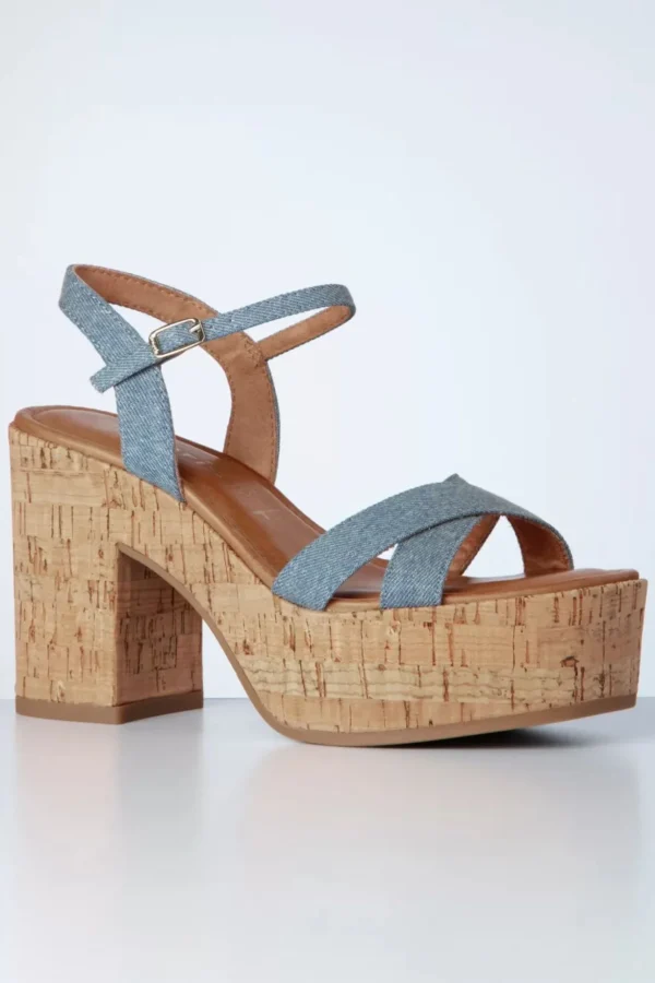 Jenna Platform Sandalen In Denim Blauw-Tamaris Clearance