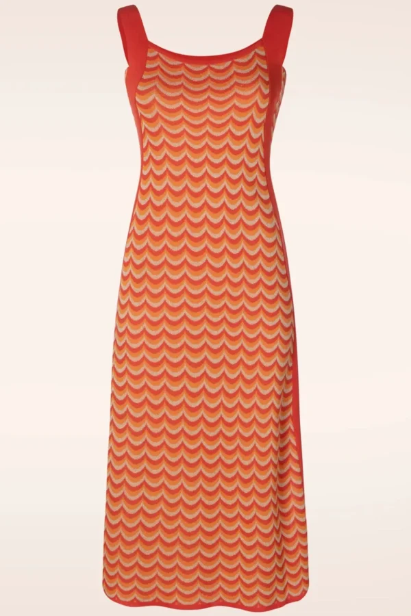 Jessie Waves Midi Jurk In Oranje-WNT Collection Fashion