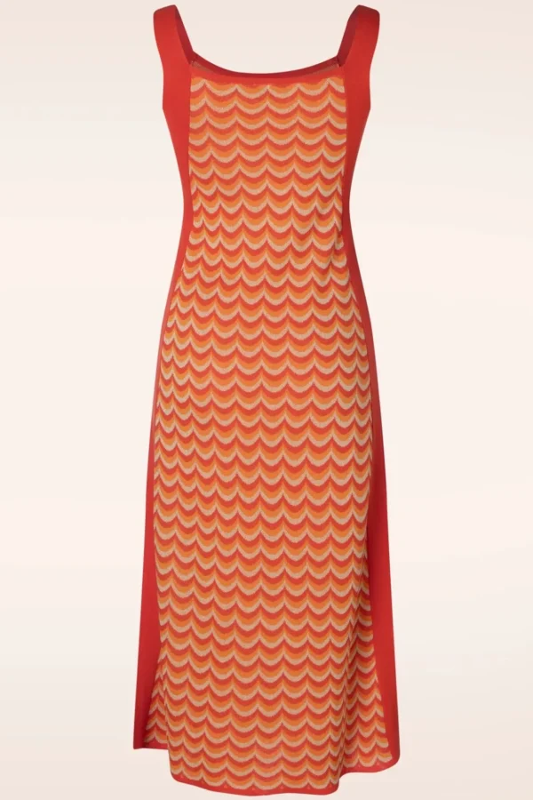 Jessie Waves Midi Jurk In Oranje-WNT Collection Fashion