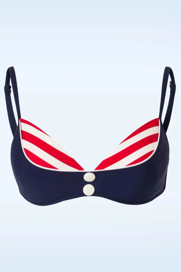 Joelle Stripes Bikinitop In Marineblauw En Rood-Belsira Clearance