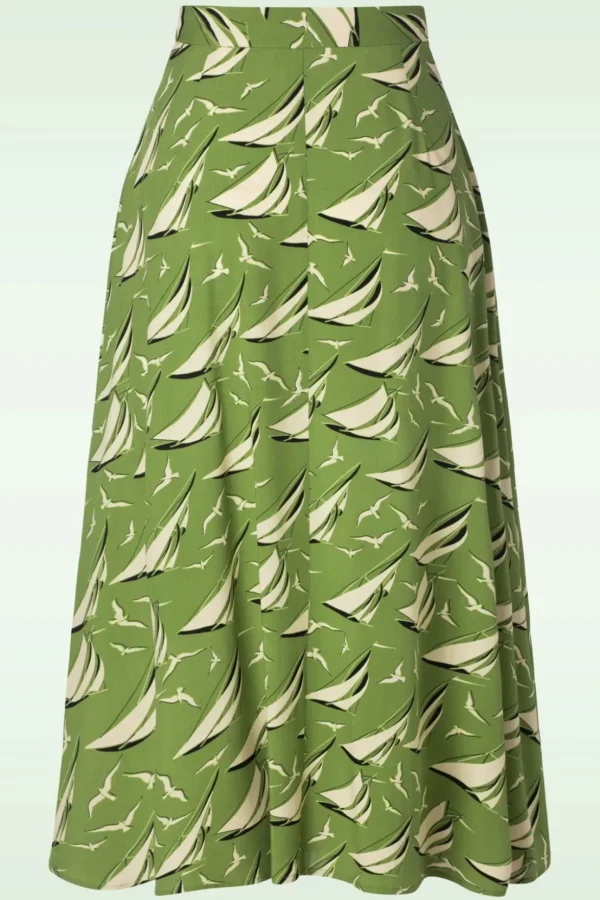 Judy Midi Rok Bateau In Woodbine Groen-King Louie Fashion