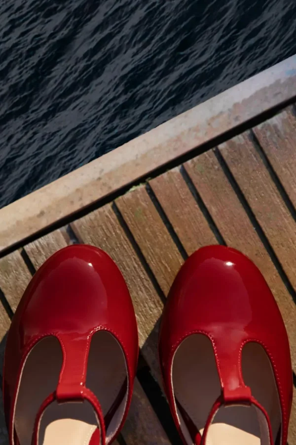 June Effortlessly Elegant Lakpumps In Vurig Rood-Lola Ramona u2665 Topvintage Sale