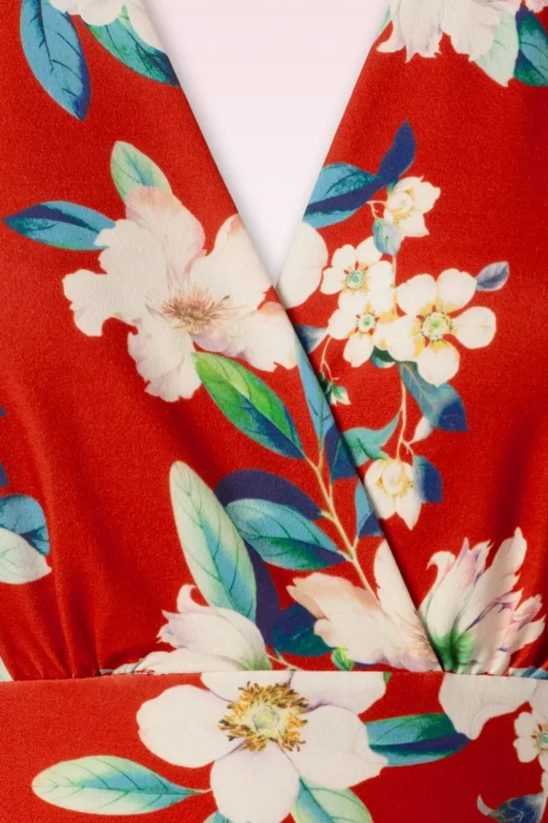 Katie Penciljurk Met Bloemenprint In Warm Rood-Vintage Chic for Topvintage Shop