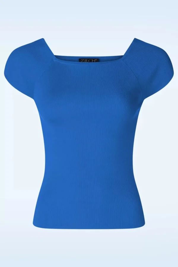 Kaylie Top In Disco Blauw-Zilch Flash Sale