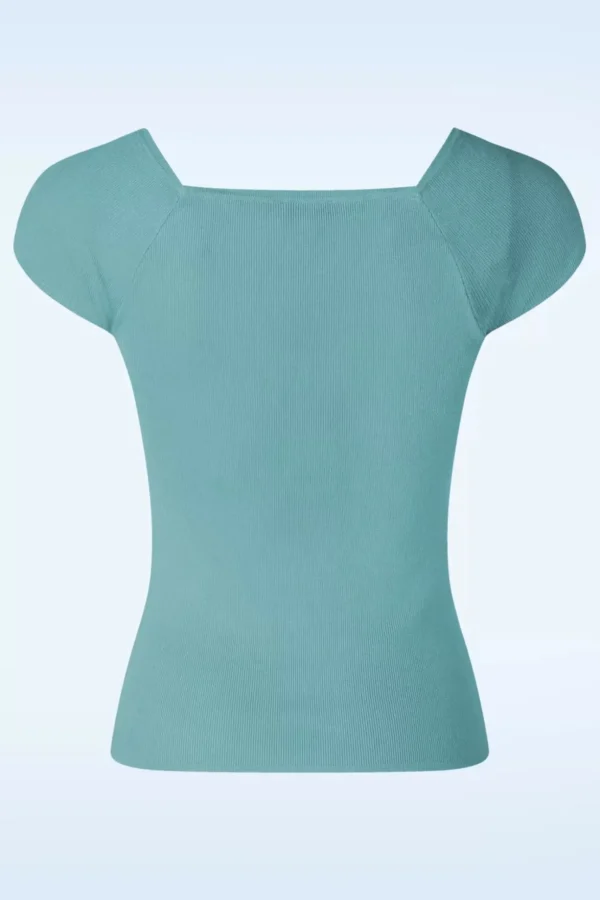 Kaylie Top In Porselein Blauw-Zilch Shop