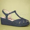 Kira Sandalen Met Sleehak In Denimblauw-B.A.I.T. Fashion