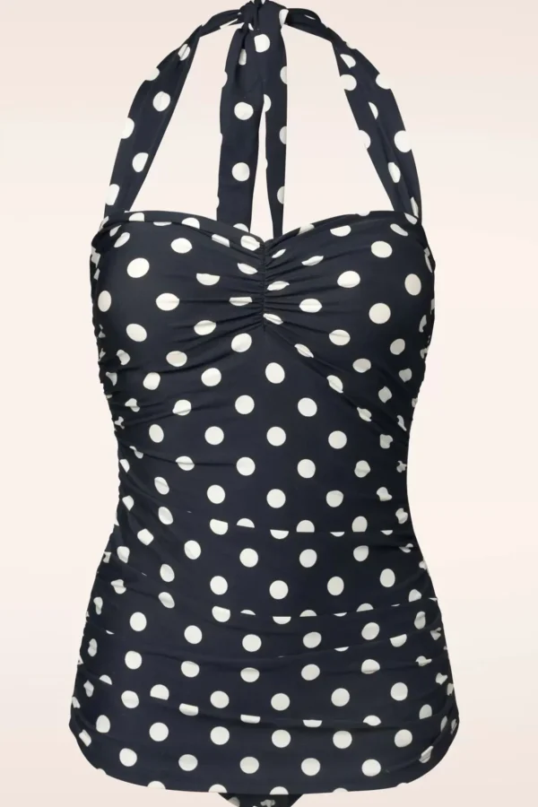 Klassiek Badpak Met Polkadots In Zwart En Wit-Esther Williams Discount