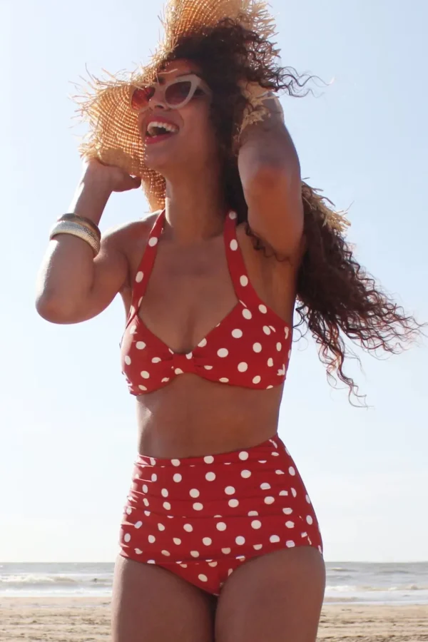 Klassieke Polka Bikinitop In Rood En Wit-Esther Williams Hot