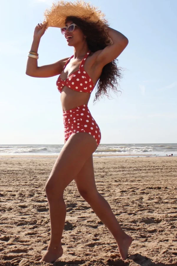 Klassieke Polka Bikinitop In Rood En Wit-Esther Williams Hot