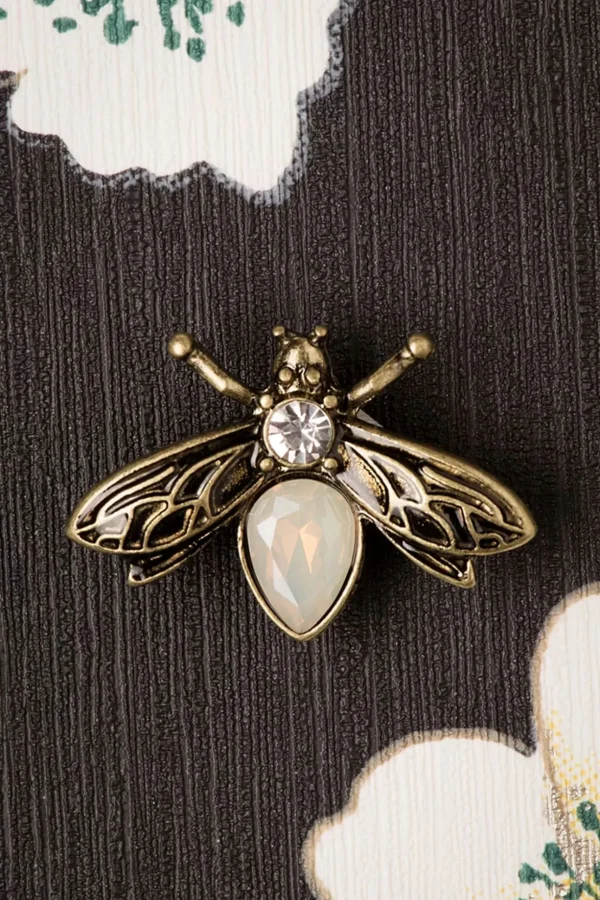 Kristallen Insectenbroche In Goud-Lovely Fashion