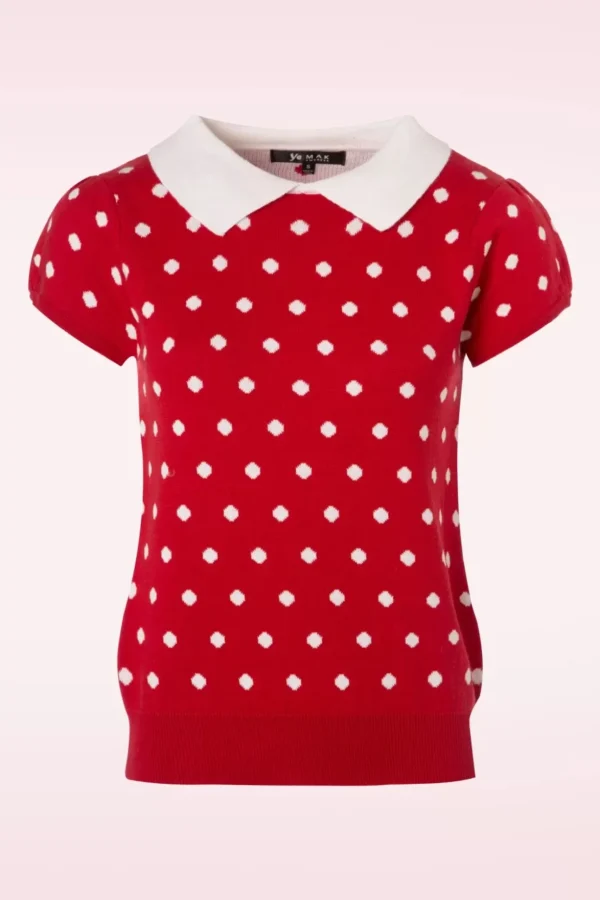 Kristen Polkadot Trui In Rood En Ivoor-Mak Sweater Sale