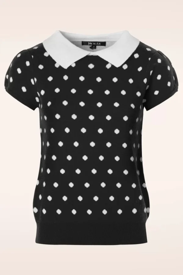 Kristen Polkadot Trui In Zwart En Wit-Mak Sweater Sale