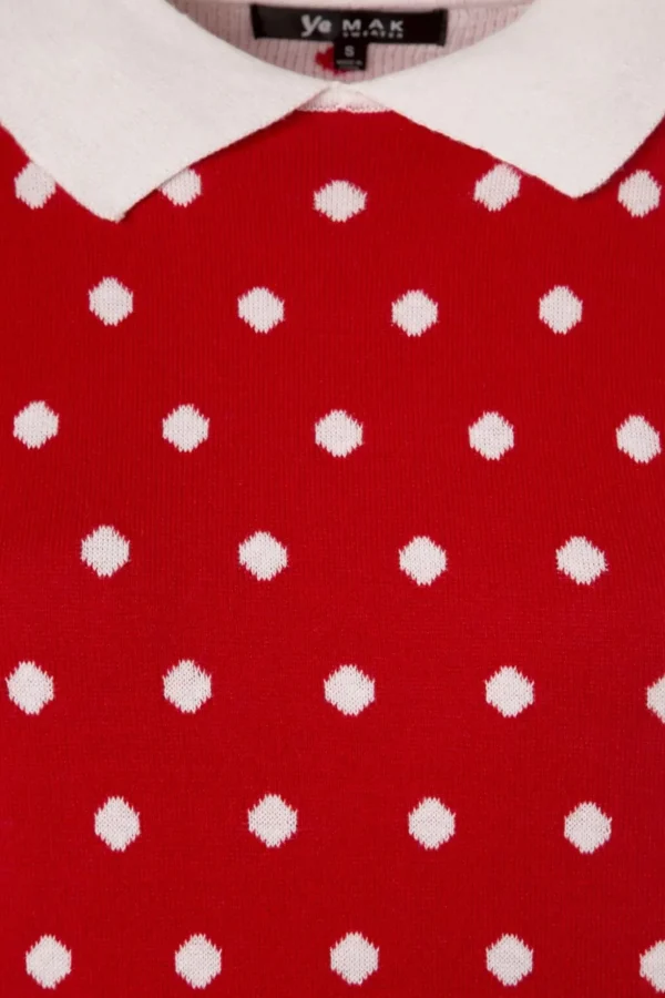 Kristen Polkadot Trui In Rood En Ivoor-Mak Sweater Sale