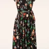 Layla Floral Gekruiste Jurk In Zwart-Vintage Chic for Topvintage Discount