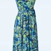 Layla Floral Swing Jurk In Turquoise-Vintage Chic for Topvintage Cheap