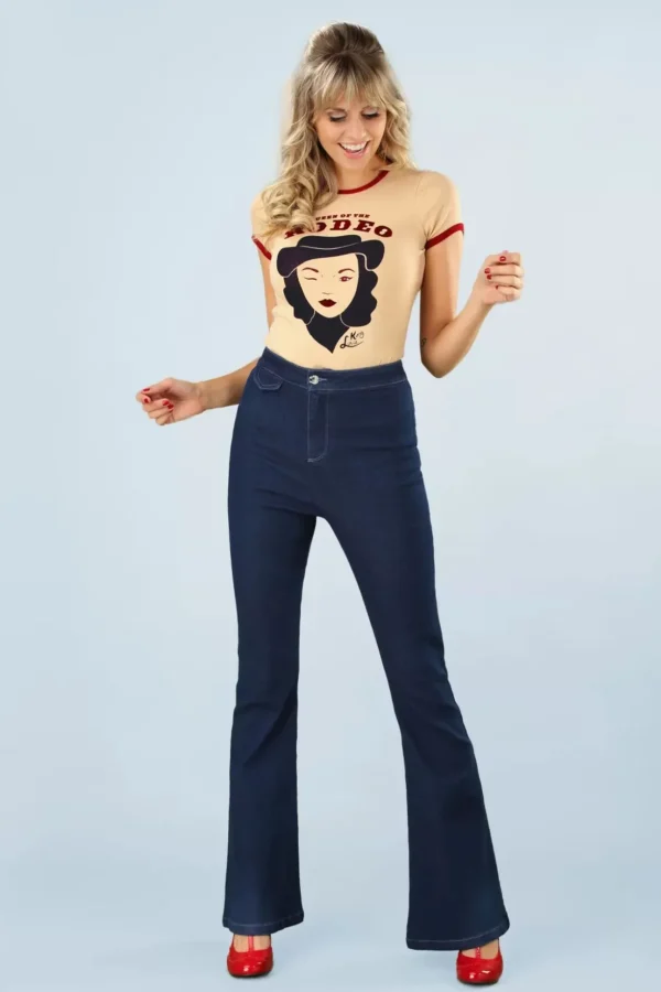 Legs Eleven Uitlopende Broek Van Denim-Banned Retro Best Sale