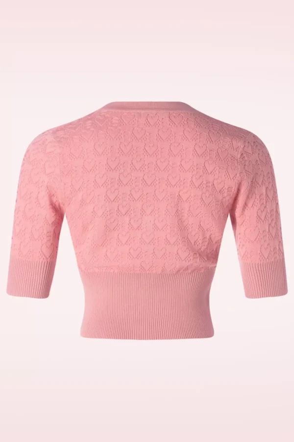 Love Heart Cardigan In Poederroze-Banned Retro Flash Sale