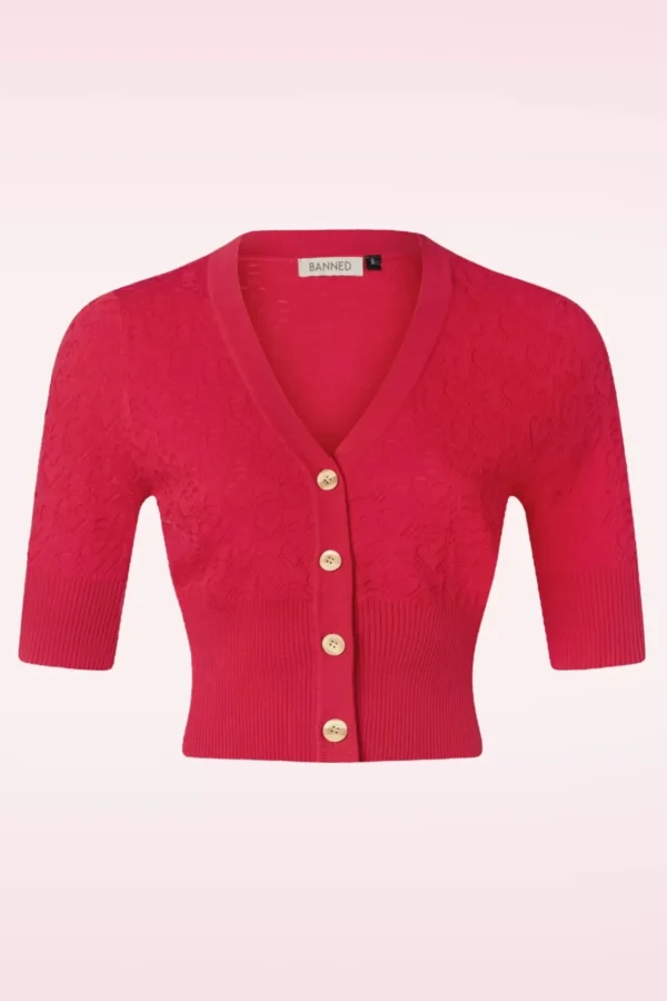 Love Heart Cardigan In Rood-Banned Retro New