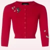 Lucy Posty Cat Cardigan In Rood-Collectif Clothing Online