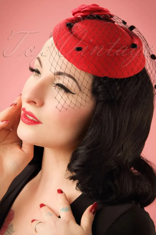 Marilyn Fascinator In Rood-Banned Retro Cheap