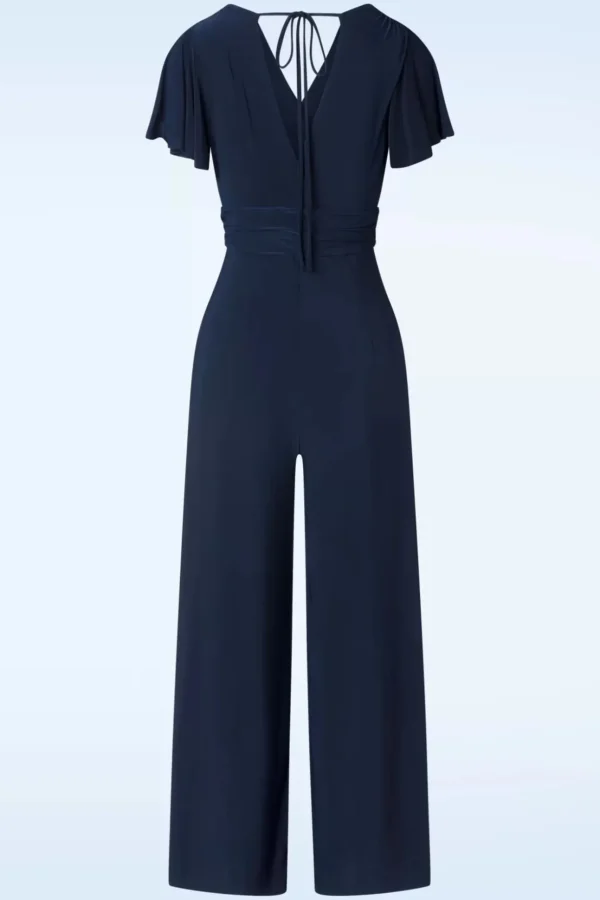 Matilda Jumpsuit In Marineblauw-Vintage Chic for Topvintage Store