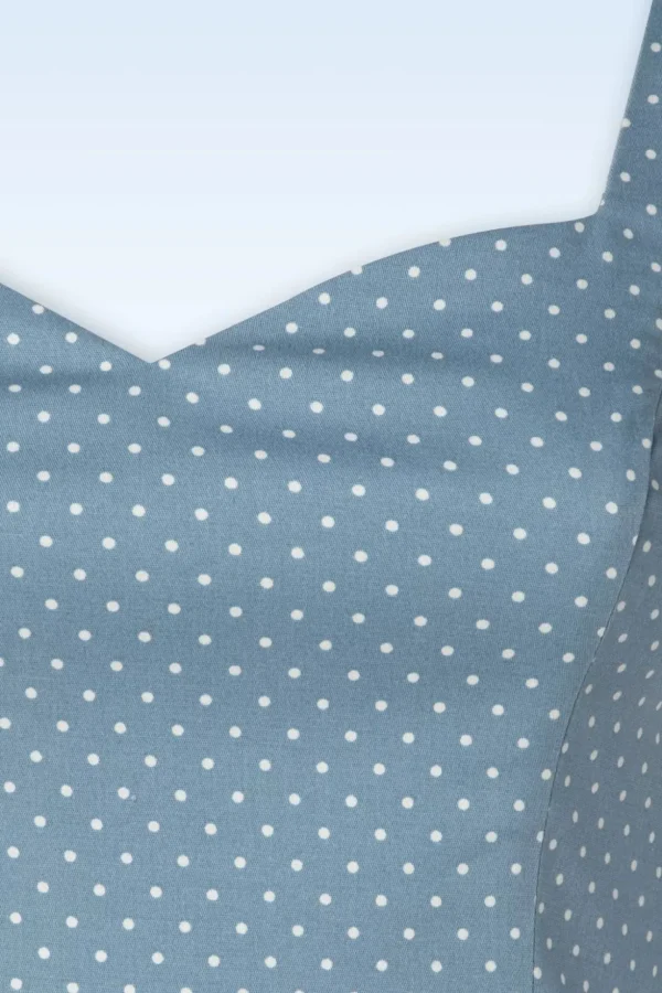 Michaella Polka Dot Pencil Jurk In Blauw-Banned Retro Outlet