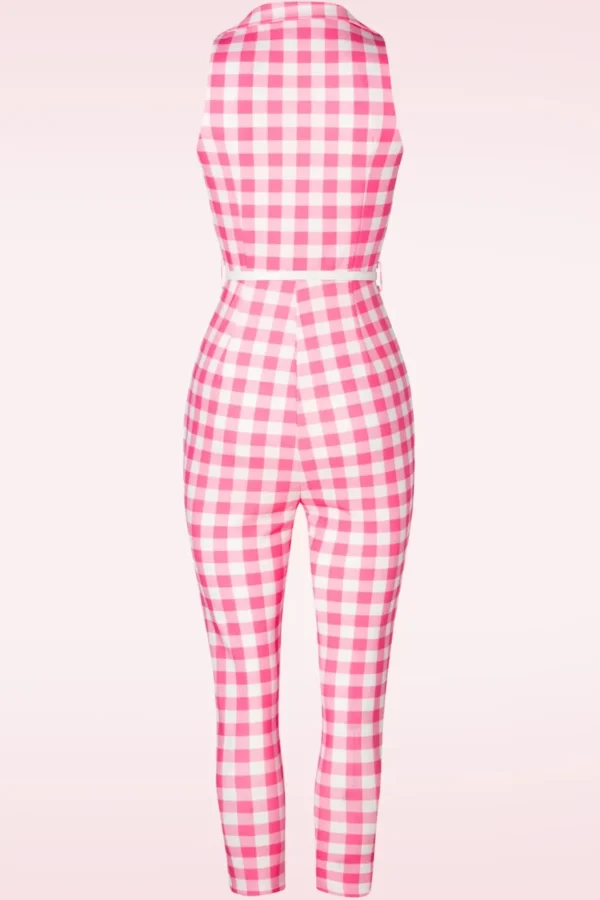 Midge Gingham Jumpsuit In Roze-Rebel Love Clothing Sale