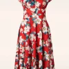 Miley Flower Swing Jurk In Felrood-Vintage Chic for Topvintage Outlet