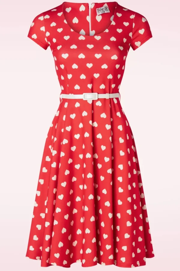 Minnie Hearts Swing Jurk In Rood-Vintage Chic for Topvintage Best Sale