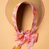 Misha Straw Visor Hoed In Beige En Roze-Amici Store