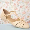 Montpellier Flats Met T-Strapjes In Creme-Charlie Stone Cheap