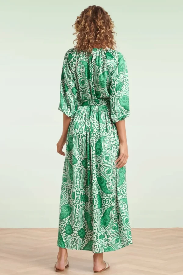 Myra Maxi Jurk In Gebroken Wit En Groen-Smashed Lemon Clearance