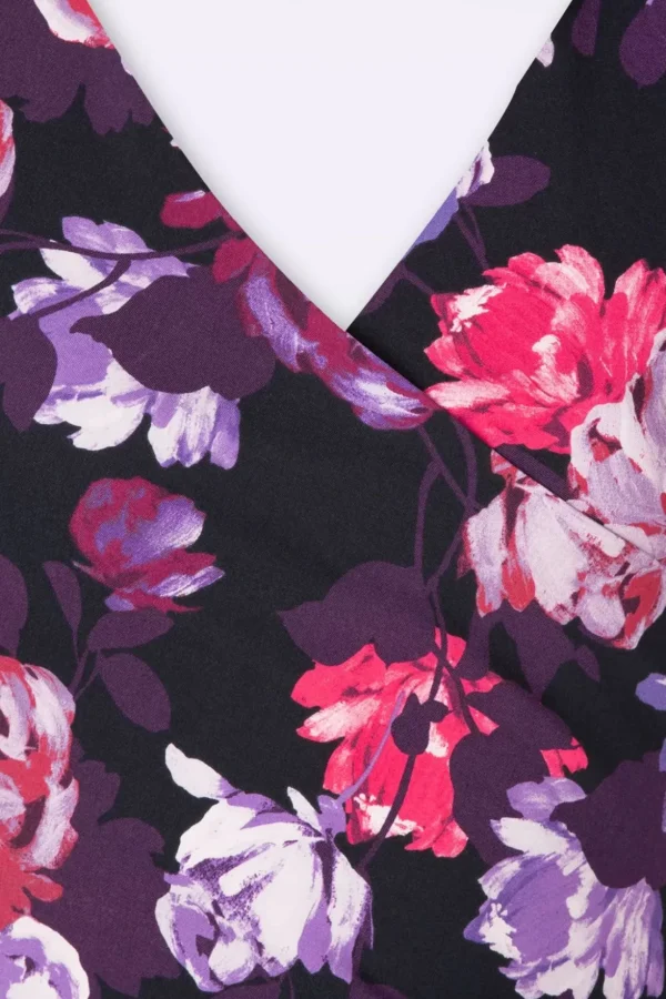 Noa Floral Pencil Jurk In Paars En Rood-Vintage Chic for Topvintage Outlet