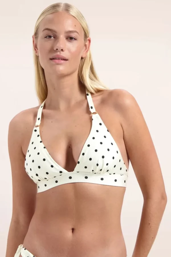 On Point Halter Bikini Top In Gebroken Wit-Cyell Store